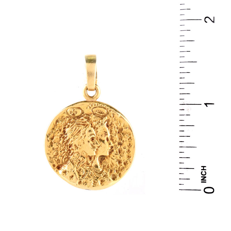Vintage Salvador Dali 18 Karat Yellow Gold Pendant. Signed, stamped 18K. Very good condition.
