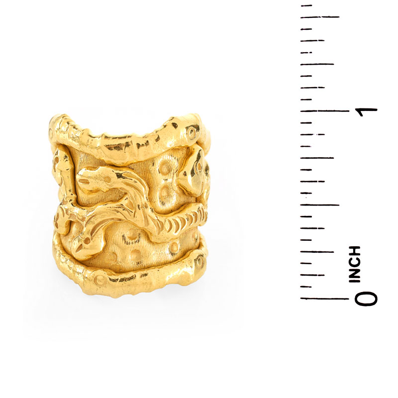 Jean Mahie, French (20th-21st cent.) 22 Karat Yellow Gold Ring. Signed, stamped 22K. Very good condition.