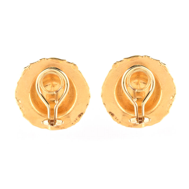 Jean Mahie, French (20th-21st cent.) 18 Karat Yellow Gold Earrings. Stamped 18K.