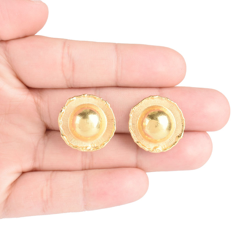 Jean Mahie, French (20th-21st cent.) 18 Karat Yellow Gold Earrings. Stamped 18K.