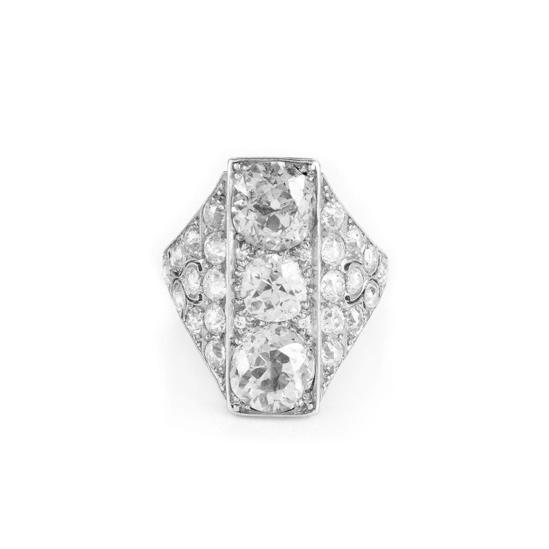 Antique Old European Cut Diamond and Platinum Ring. Unsigned. Very good antique condition.