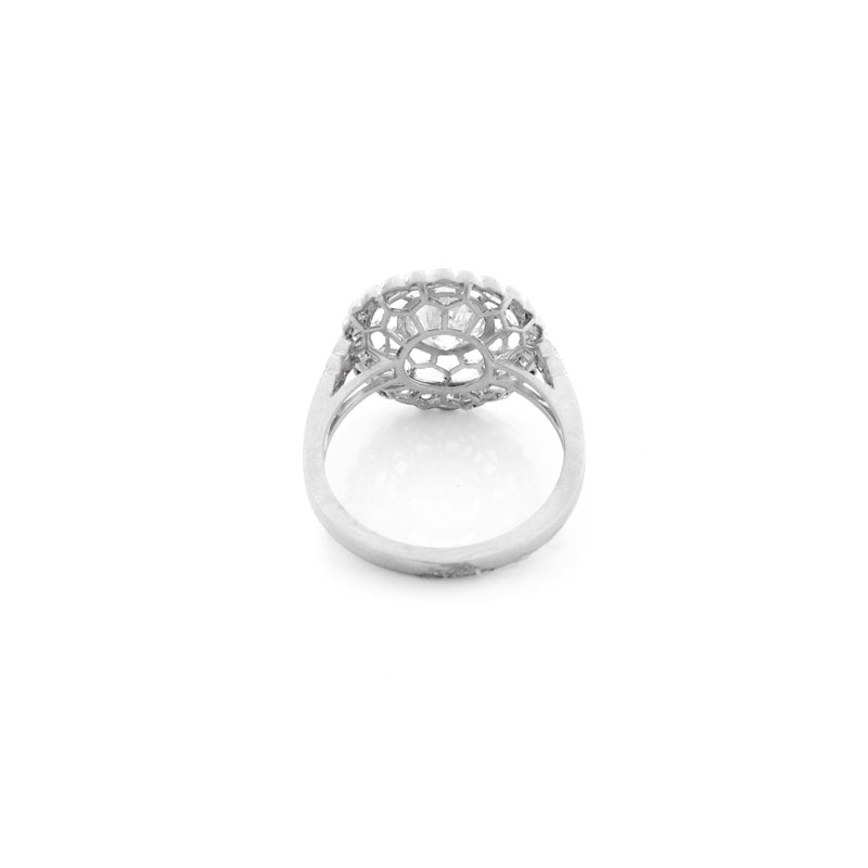 Art Deco style Approx. 1.36 Carat TW Diamond and Platinum Ring set in the Center with a 1.02 Carat Round Brilliant Cut Diamond.