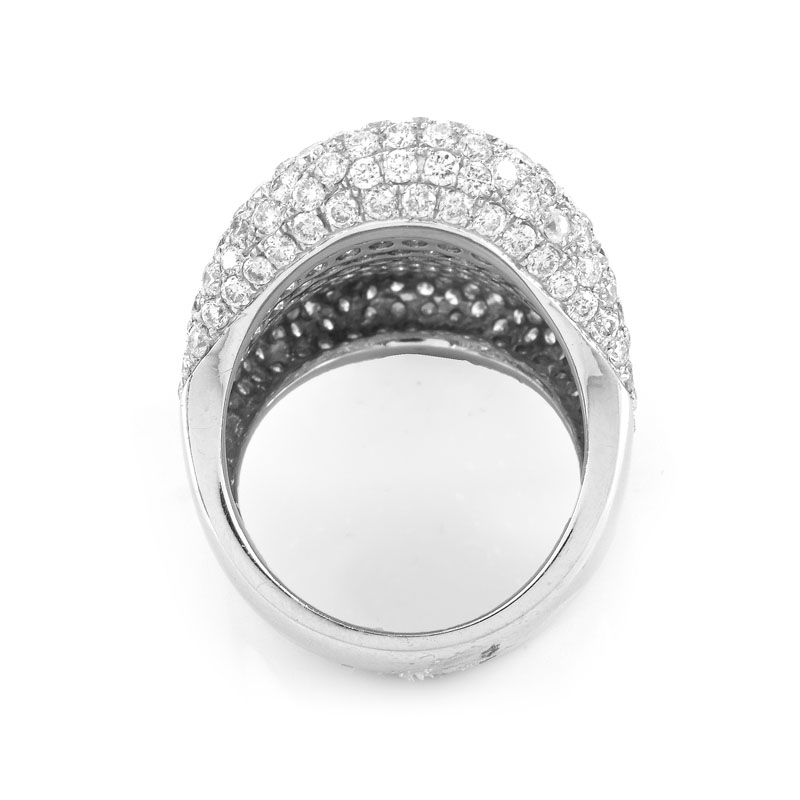 Contemporary Approx. 6.20 Carat Pave Set Round Brilliant Cut Diamond and 18 Karat White Gold Dinner Ring. Diamonds G-H color, VS clarity. 