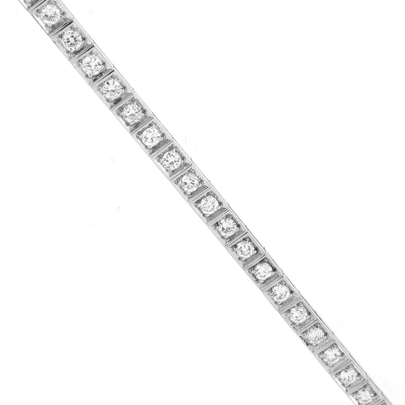 Vintage Approx. 3.50 Carat Round Brilliant Cut Diamond and Platinum Box Line Bracelet. Diamonds G color, VS clarity. Stamped Platinum. 