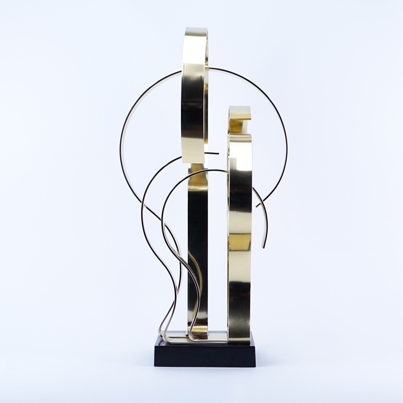 Dan Murphy Anodized Aluminum Ribbon Sculpture Mounted on Lacquer Base.