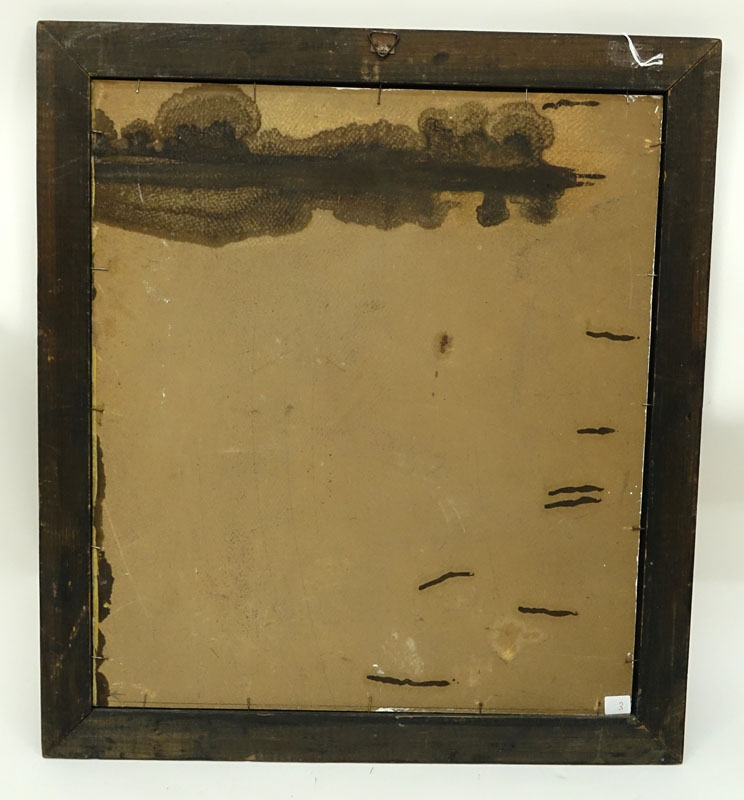 Mid 20th Century American School Oil On Cardboard "Abstract Figure" Initialed and dated J.S. '59 lower right. 