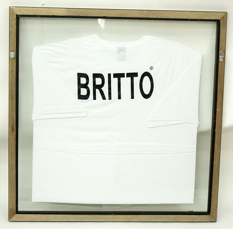 Framed Romero Britto T-Shirt, Hand Signed and Inscribed by the Artist. 