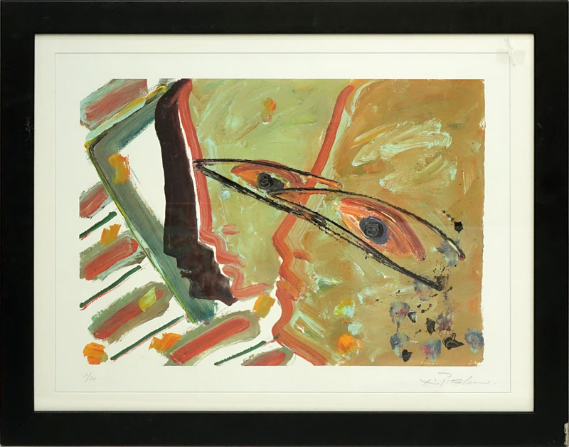 20th Century Lithograph, Abstract Faces, Pencil Signed and Numbered 1/20. 