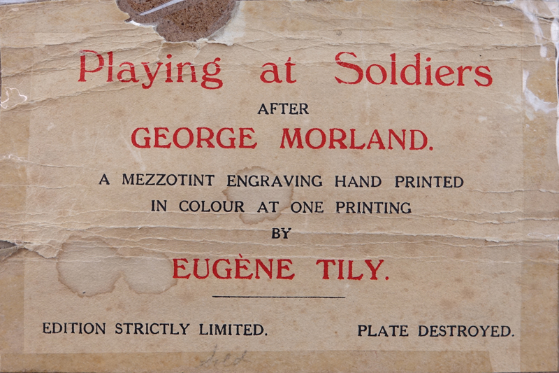 After: George Morland, British (1763 - 1804) Mezzotint Engravings with Hand Color, 2 Works: "Playing at Soldier" and "Juvenile Navigators" Signed Eugene Tily Lower Right. 
