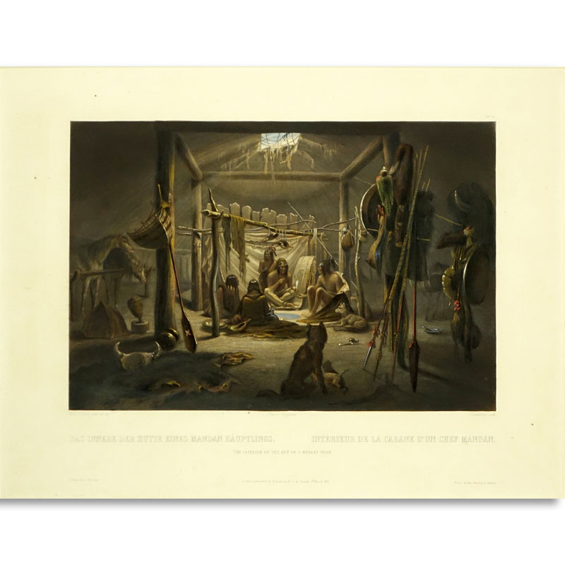 After: Karl Bodmer, Swiss (1809 - 1893) ''The Interior of the Hut of a...