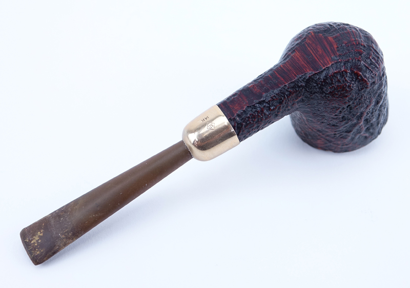 Dunhill Shell Briar Pipe with 14K Gold Spigot. Stamped 14K with makers mark, signed and numbered. 