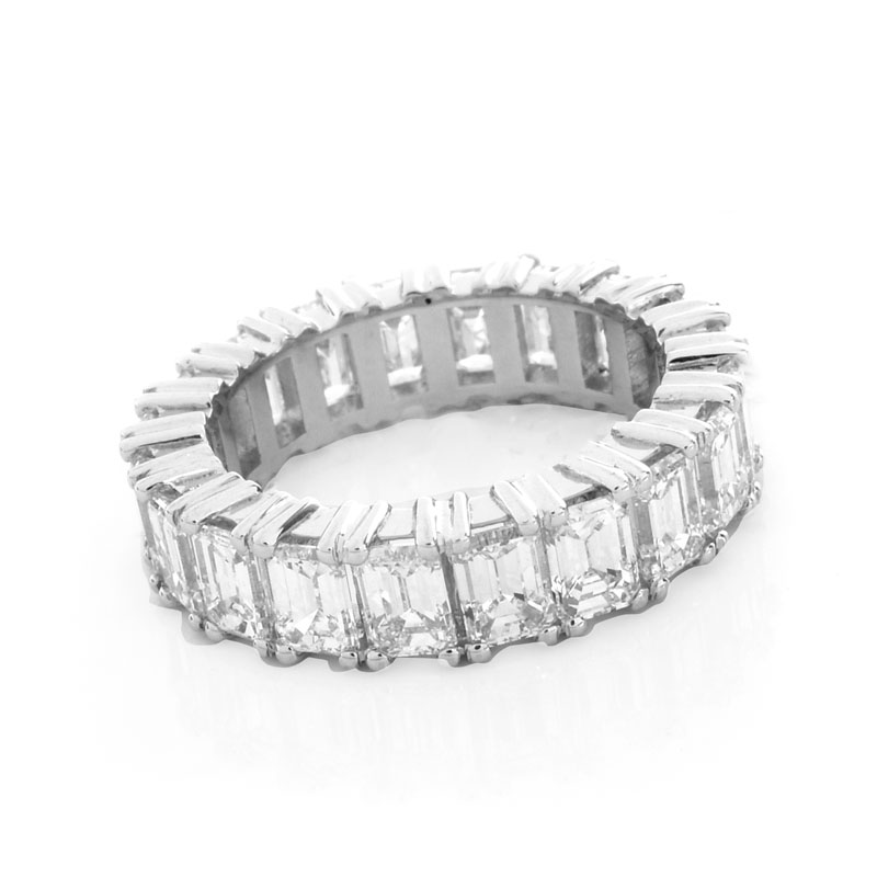 Fine Quality Approx. 6.75 carat Emerald Cut Diamond and Platinum Eternity Band.