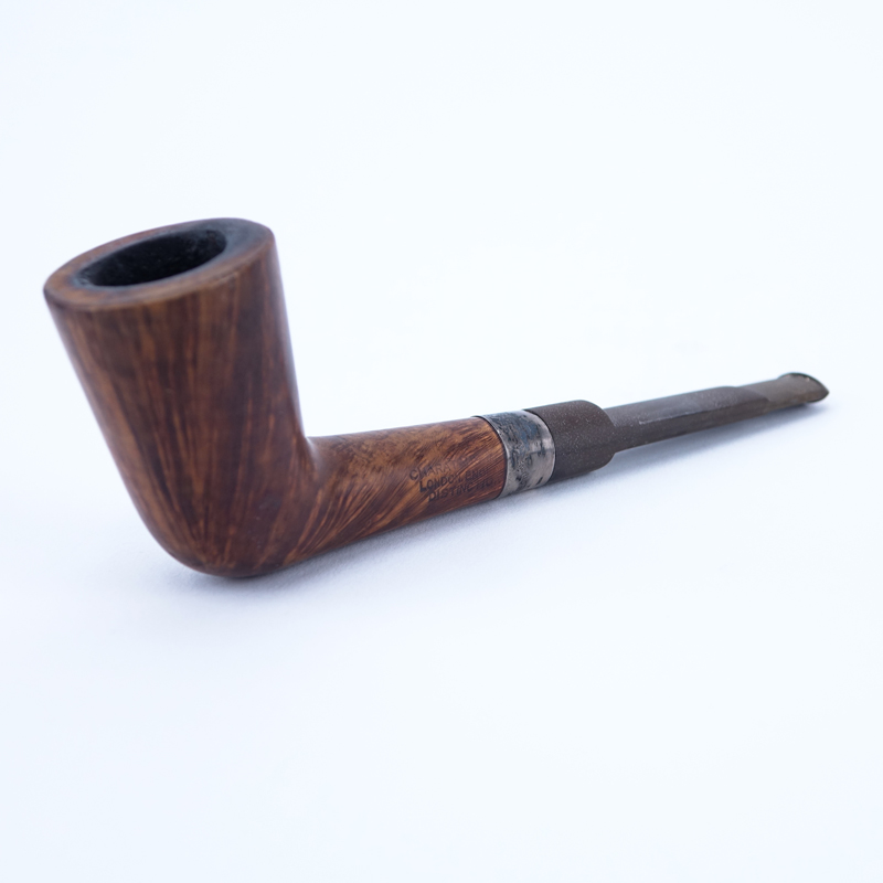 Charatan's Make High Quality Wood Smoking Pipe with Sterling Silver Spigot. Stamped sterling silver on spigot, markers mark on stem. 