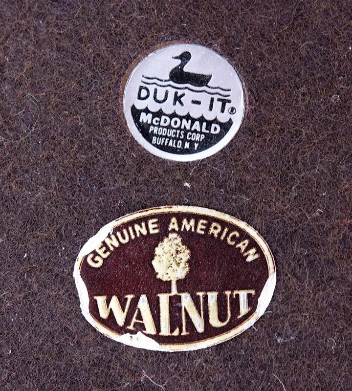 Vintage Duk-It McDonald Walnut 24 Slot Pipe Stand. Original labels on underside.