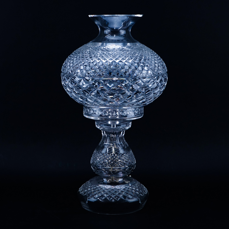 Waterford Cut Crystal Hurricane Lamp.