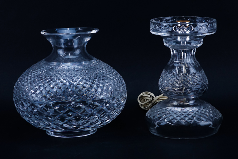 Waterford Cut Crystal Hurricane Lamp.