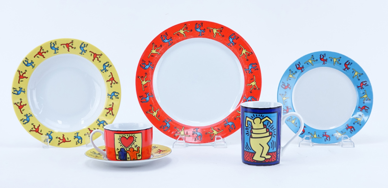Twenty Nine (29) Pieces Keith Haring Porcelain Dinnerware.