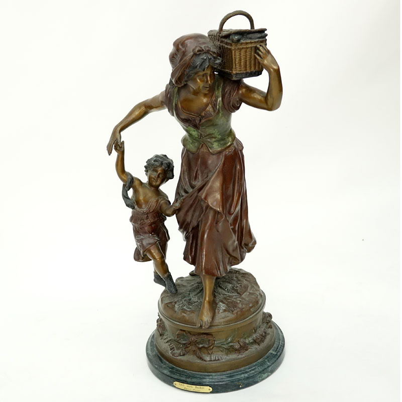 After: Auguste Moreau, French (1834 - 1917) Patinated Bronze Sculpture on Marble Base,