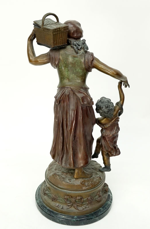 After: Auguste Moreau, French (1834 - 1917) Patinated Bronze Sculpture on Marble Base,