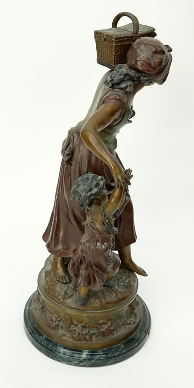 After: Auguste Moreau, French (1834 - 1917) Patinated Bronze Sculpture on Marble Base,