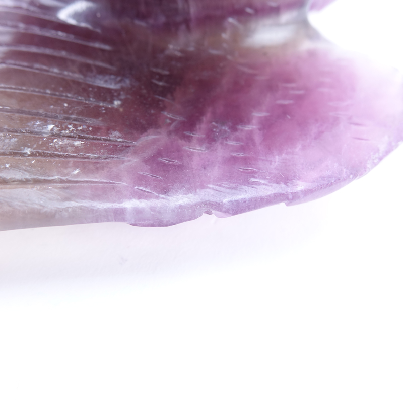 Amethyst Carved Sculpture of a Eagle Perched on Branch.