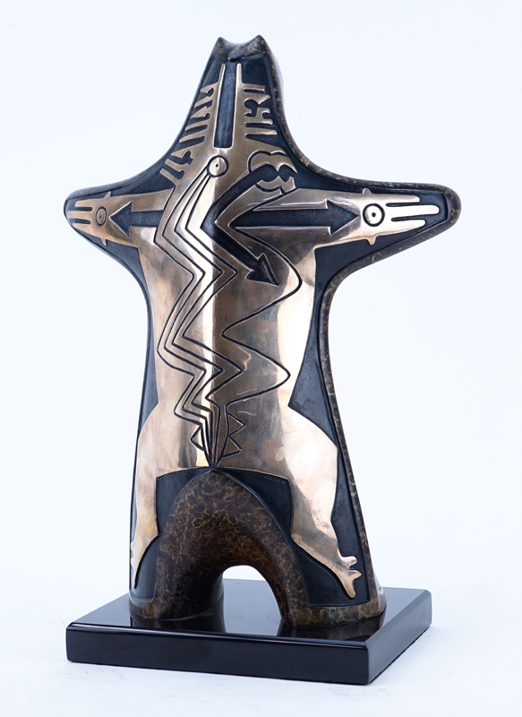 Gene & Rebecca Tobey (20th C.) Bronze and High Polish Sculpture, "Bear Shaman", Signed, Numbered 9/30, and Dated 1991. 