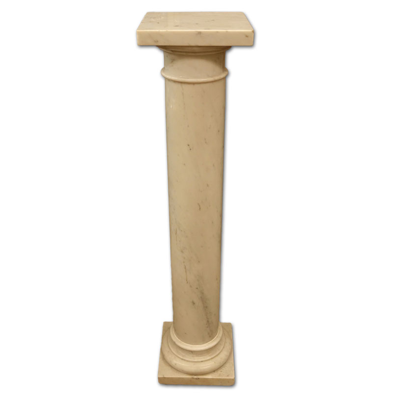 Mid Century White Marble Pedestal.