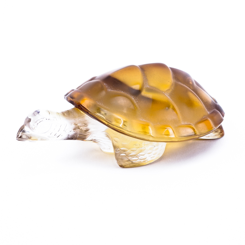 Lalique Amber Crystal Turtle Figurine/Paperweight.