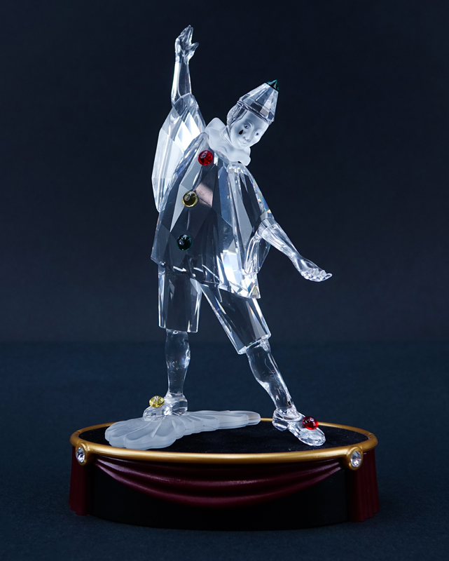 Three (3) Swarovski Crystal "Masquerade" Figurines. Includes 1999 Pierrot, 2000 Combine, 2001 Harlequin. 