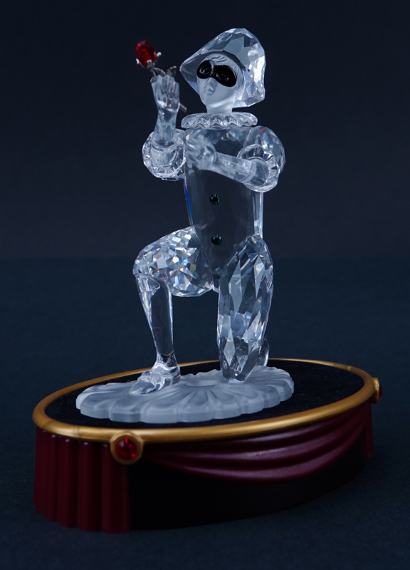 Three (3) Swarovski Crystal "Masquerade" Figurines. Includes 1999 Pierrot, 2000 Combine, 2001 Harlequin. 