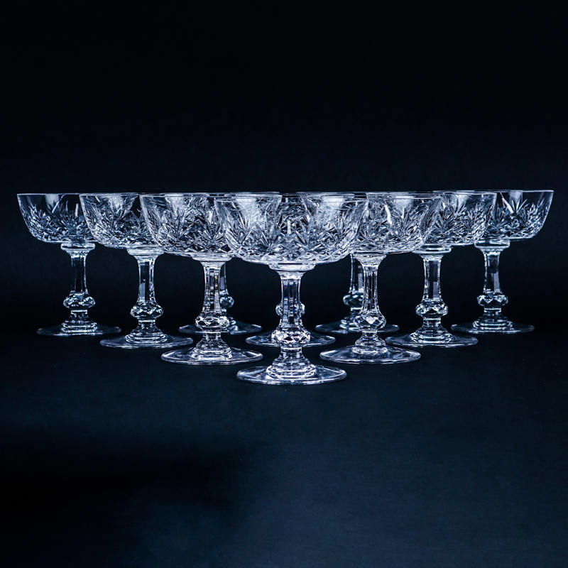 Eleven (11) Saint Louis Cristal Massenet Coupes. Signed. 2 with rim chips or in good condition.