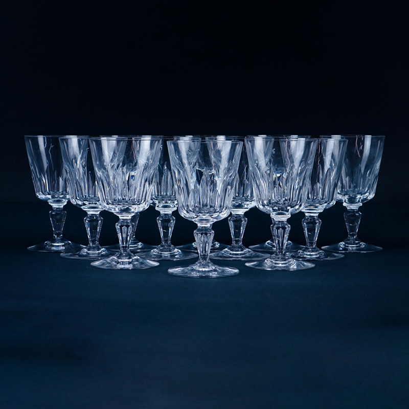 Twelve (12) Baccarat "Biarritz" Crystal Water Goblets. 