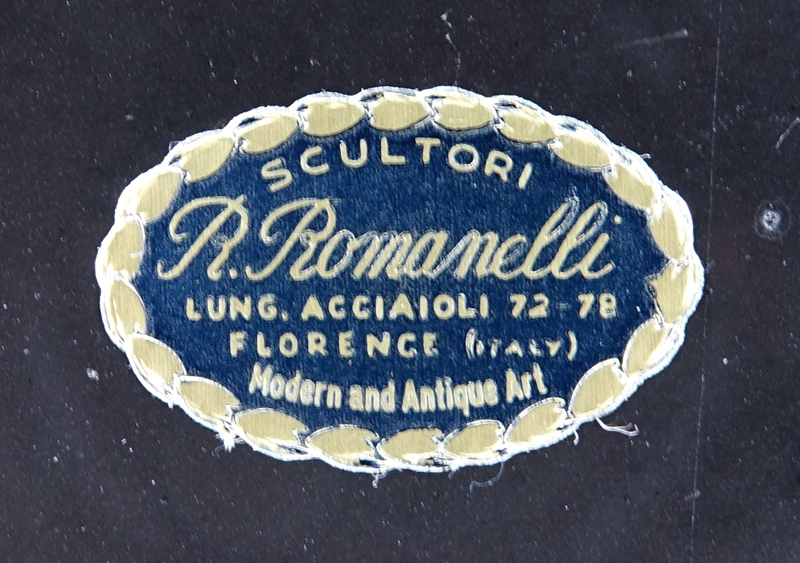 Italian Pietra Dura Inlaid Cigar Box. R Romanelli, Florence Italy label on obverse side. 