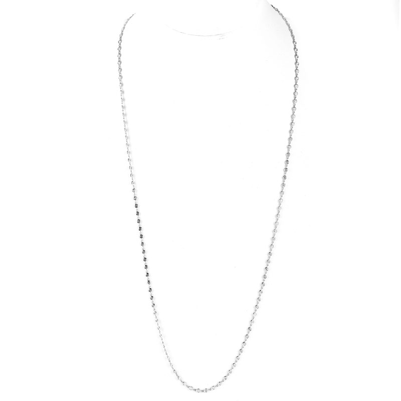 Tiffany & Co style Approx. 4.02 Carat Round Brilliant Cut Diamond and 18 Karat White Gold 32" Long Necklace. 