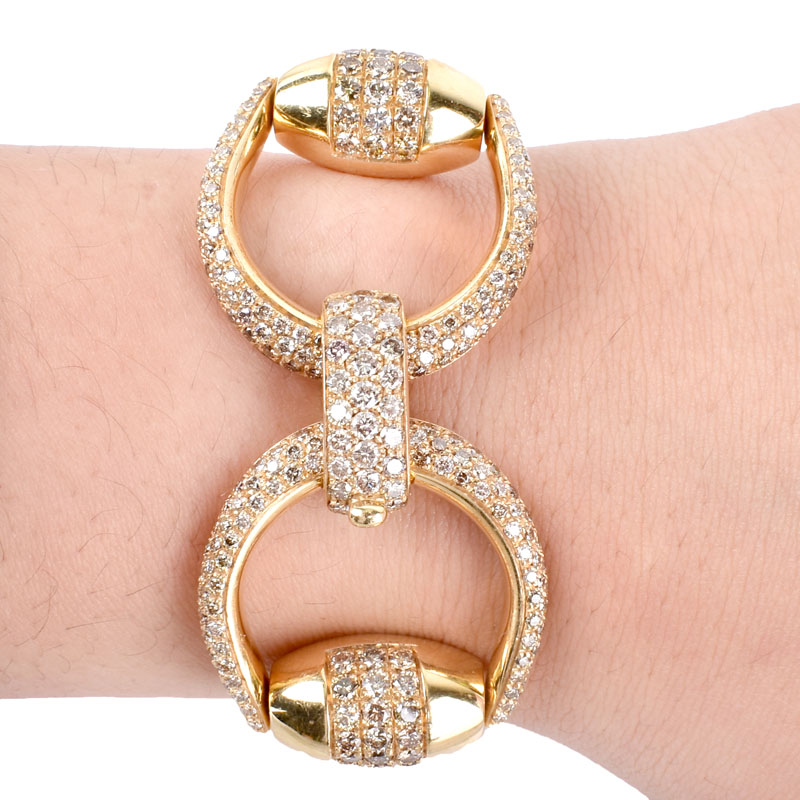 Vintage Gucci Approx. 6.0 Carat Pave Set Round Brilliant Cut Diamond and 18 Karat Yellow Gold Horse Bit Bracelet.