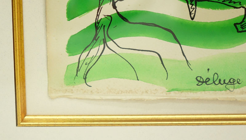 Fernand Leger, French (1881-1955) Gouache and ink on paper "Deluge". Signed, dated '50 and inscribed. 