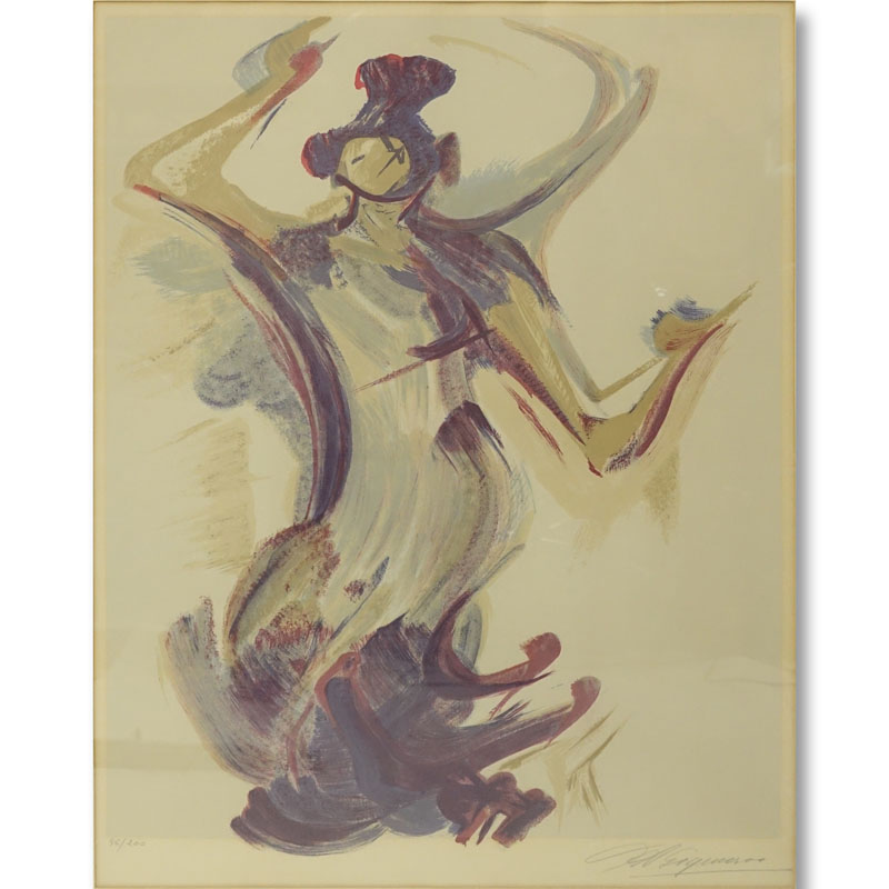 David Alfaro Siqueiros, Mexican (1896-1974) Color lithograph "Purple Dancer". Signed in pencil and numbered 96/200. COA included. 