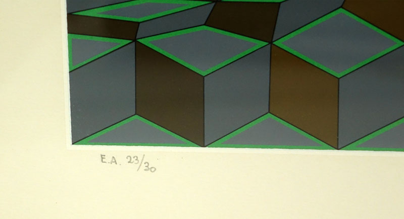 Victor Vasarely, French/Hungarian (1906 - 1997) Serigraph in Color "Bi-Cheyt" Signed and Numbered 'E.A 23/30' in Pencil. 