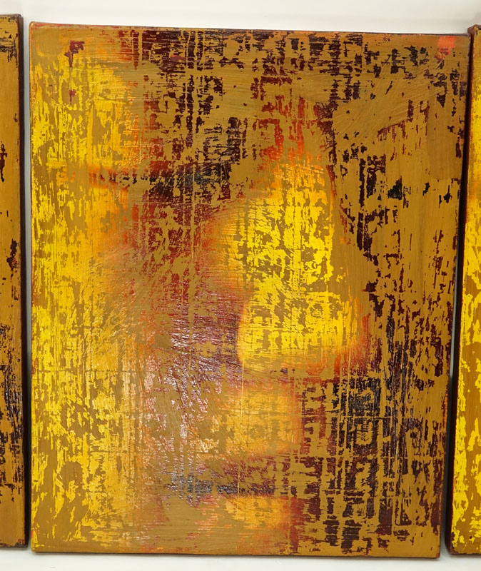Sandra Sunnyo Lee, American (20th Century) Mixed Media On Canvas Triptych "Compassion Series 2003" Inscribed and signed en verso. 