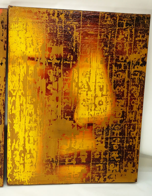 Sandra Sunnyo Lee, American (20th Century) Mixed Media On Canvas Triptych "Compassion Series 2003" Inscribed and signed en verso. 