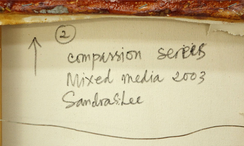 Sandra Sunnyo Lee, American (20th Century) Mixed Media On Canvas Triptych "Compassion Series 2003" Inscribed and signed en verso. 