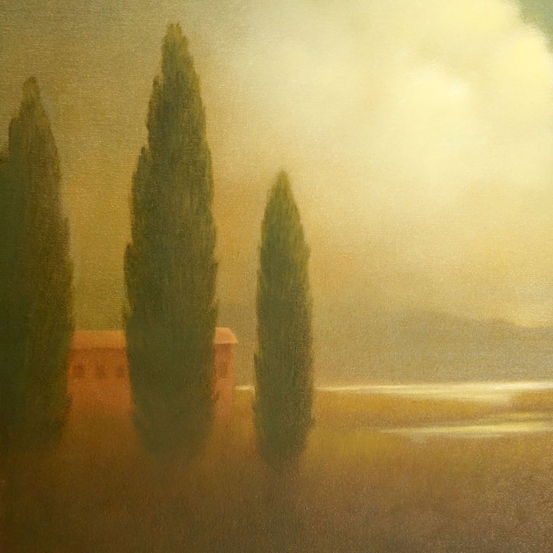 Donna McGinnis, American (20/21st Century) Oil on canvas "Tuscan Evening" Signed and titled en verso. 