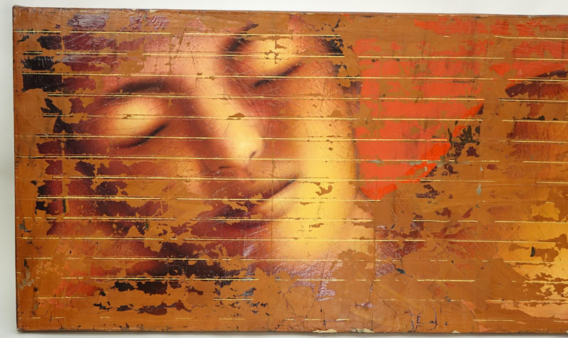 Sandra Sunnyo Lee, American (20th Century) Mixed Media On Canvas Triptych "Reclining Buddha" Unsigned.