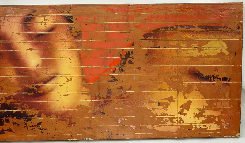 Sandra Sunnyo Lee, American (20th Century) Mixed Media On Canvas Triptych "Reclining Buddha" Unsigned.