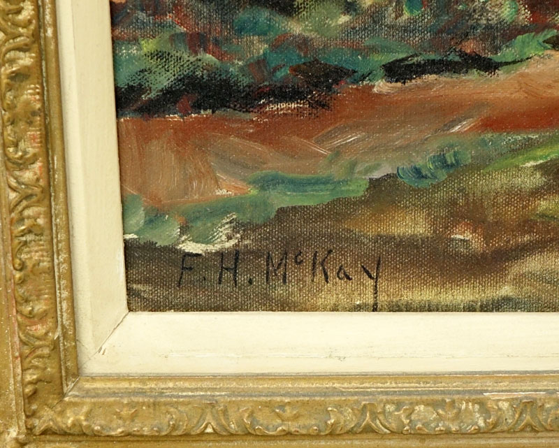Frances H. McKay American (born1880- ) Oil on Canvas "Village Road". Signed Lower Left. 