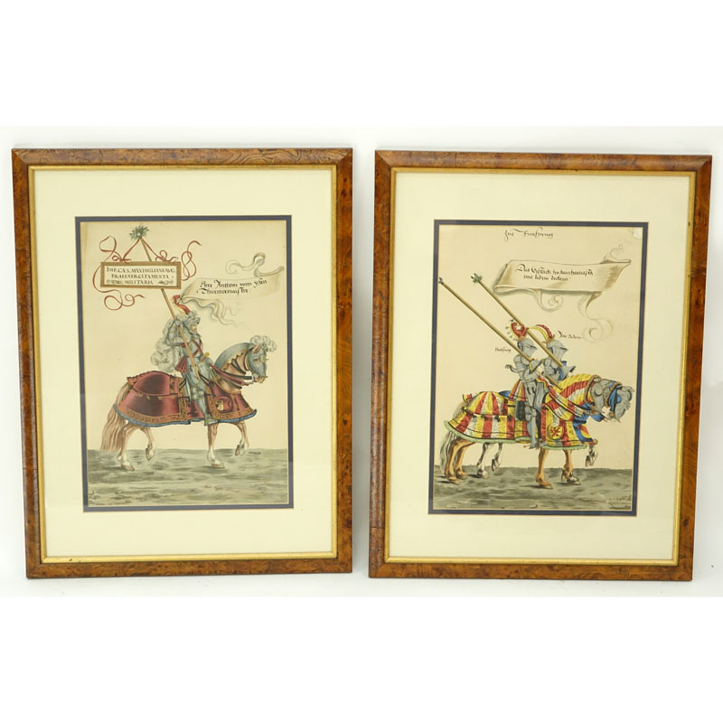Pair Well Done Possibly 18th Century or Earlier German Watercolors On Paper "Gesellenstrechen". Unsigned.