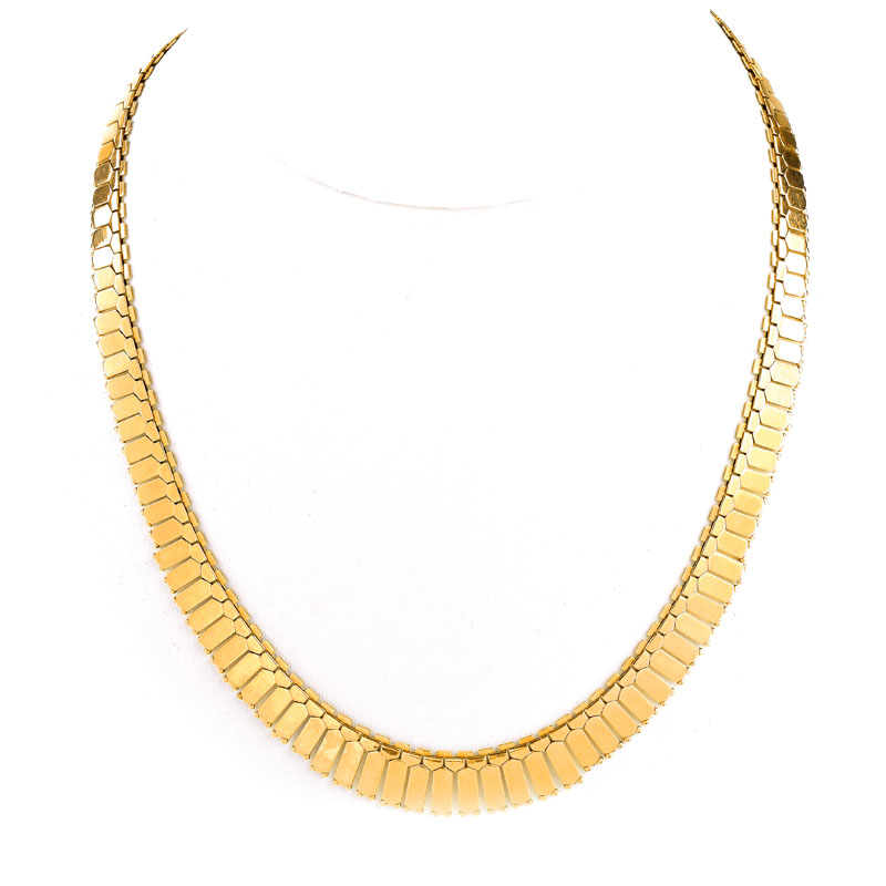 Vintage 14 Karat Yellow Gold Link Necklace. Numbered to clasp.