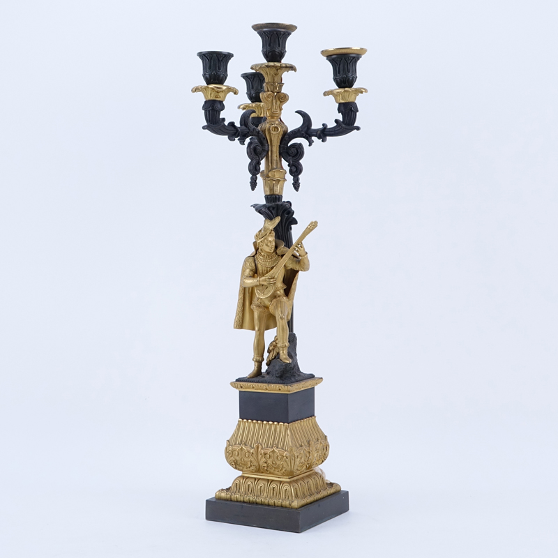 20th Century Gilt Bronze Figural Candelabra. Unsigned.