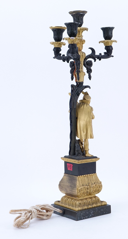 20th Century Gilt Bronze Figural Candelabra. Unsigned.