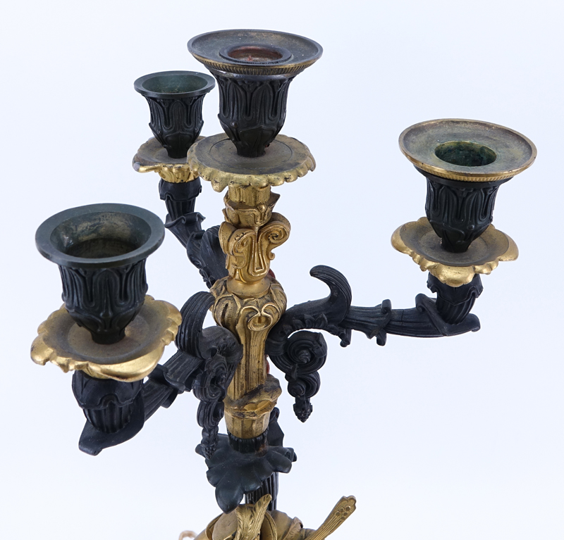 20th Century Gilt Bronze Figural Candelabra. Unsigned.